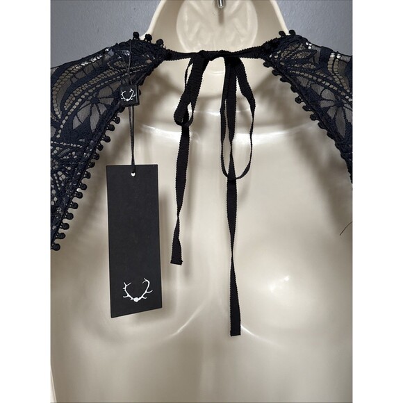 NWT For Love and Lemons Emerie Size M Black Lace Cut Out Mini Dress Open Back - Picture 16 of 16